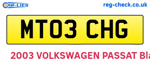 MT03CHG are the vehicle registration plates.