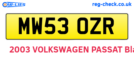 MW53OZR are the vehicle registration plates.