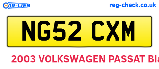 NG52CXM are the vehicle registration plates.