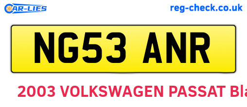 NG53ANR are the vehicle registration plates.
