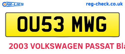 OU53MWG are the vehicle registration plates.