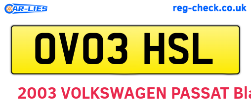 OV03HSL are the vehicle registration plates.