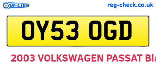 OY53OGD are the vehicle registration plates.