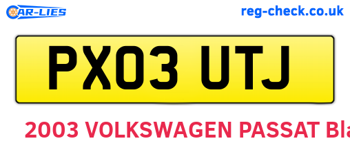 PX03UTJ are the vehicle registration plates.