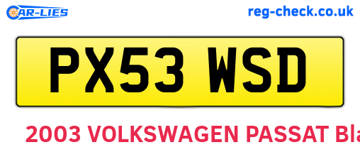 PX53WSD are the vehicle registration plates.