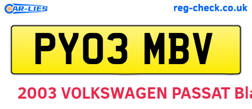 PY03MBV are the vehicle registration plates.