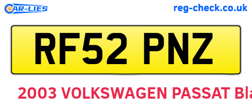 RF52PNZ are the vehicle registration plates.
