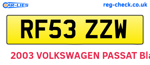 RF53ZZW are the vehicle registration plates.