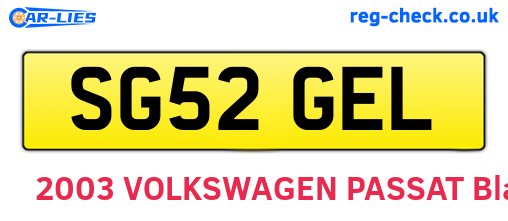 SG52GEL are the vehicle registration plates.