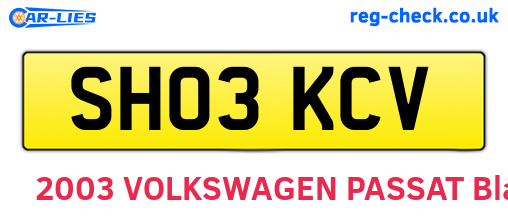 SH03KCV are the vehicle registration plates.