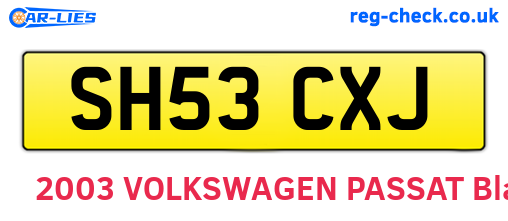 SH53CXJ are the vehicle registration plates.
