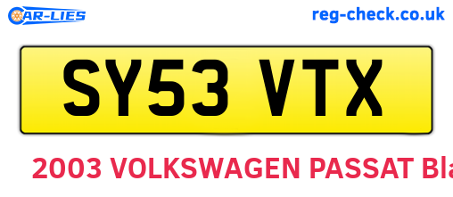 SY53VTX are the vehicle registration plates.