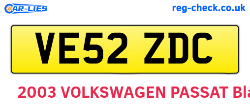 VE52ZDC are the vehicle registration plates.