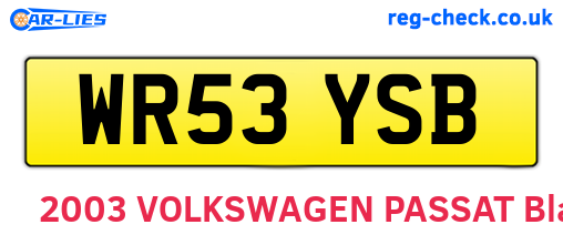 WR53YSB are the vehicle registration plates.