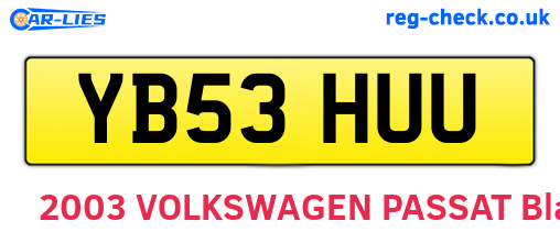 YB53HUU are the vehicle registration plates.