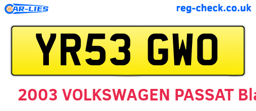 YR53GWO are the vehicle registration plates.