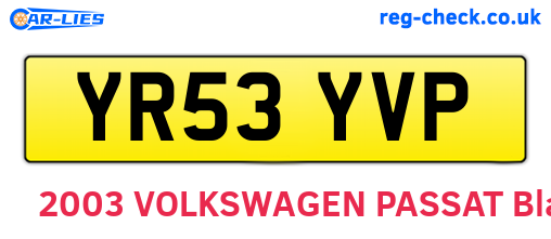 YR53YVP are the vehicle registration plates.