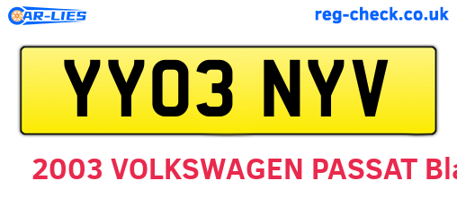 YY03NYV are the vehicle registration plates.