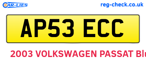 AP53ECC are the vehicle registration plates.