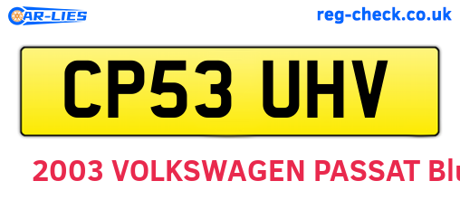 CP53UHV are the vehicle registration plates.