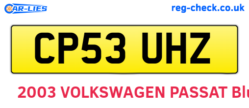CP53UHZ are the vehicle registration plates.