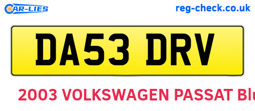 DA53DRV are the vehicle registration plates.