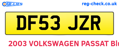 DF53JZR are the vehicle registration plates.