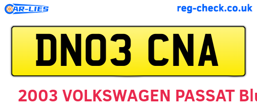 DN03CNA are the vehicle registration plates.