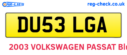 DU53LGA are the vehicle registration plates.