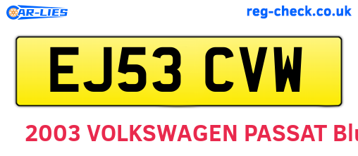 EJ53CVW are the vehicle registration plates.