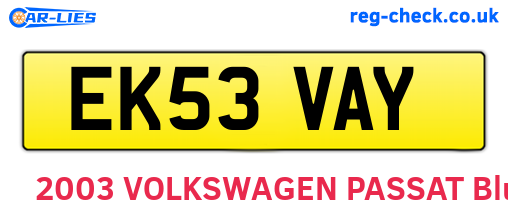 EK53VAY are the vehicle registration plates.