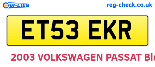 ET53EKR are the vehicle registration plates.
