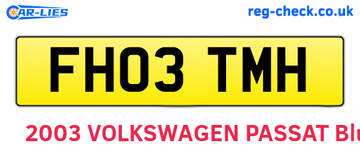 FH03TMH are the vehicle registration plates.