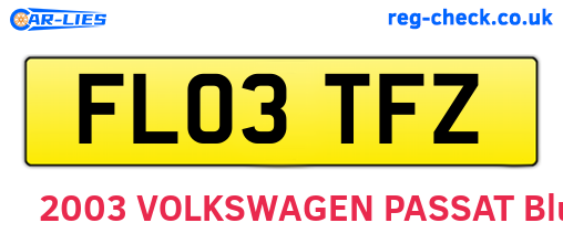 FL03TFZ are the vehicle registration plates.