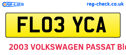 FL03YCA are the vehicle registration plates.