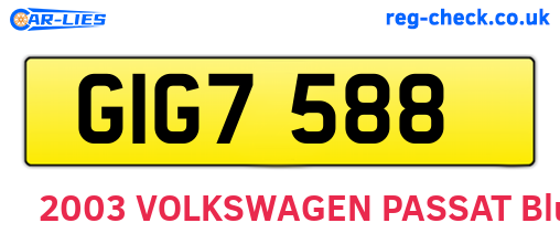 GIG7588 are the vehicle registration plates.