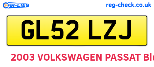 GL52LZJ are the vehicle registration plates.
