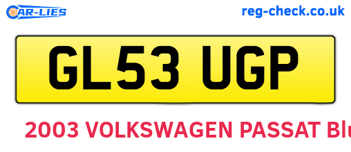 GL53UGP are the vehicle registration plates.