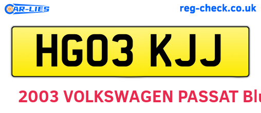 HG03KJJ are the vehicle registration plates.