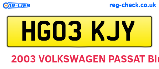 HG03KJY are the vehicle registration plates.