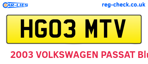 HG03MTV are the vehicle registration plates.