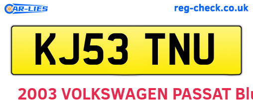 KJ53TNU are the vehicle registration plates.