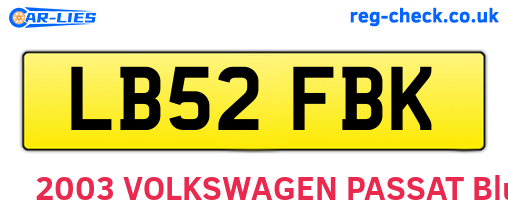 LB52FBK are the vehicle registration plates.