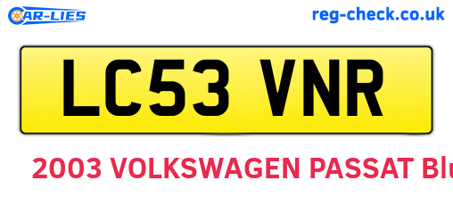 LC53VNR are the vehicle registration plates.