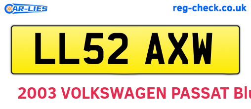 LL52AXW are the vehicle registration plates.