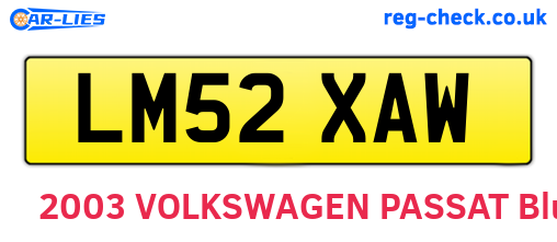 LM52XAW are the vehicle registration plates.