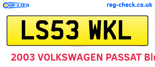 LS53WKL are the vehicle registration plates.