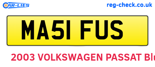 MA51FUS are the vehicle registration plates.
