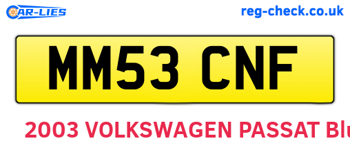 MM53CNF are the vehicle registration plates.