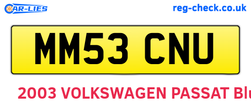 MM53CNU are the vehicle registration plates.